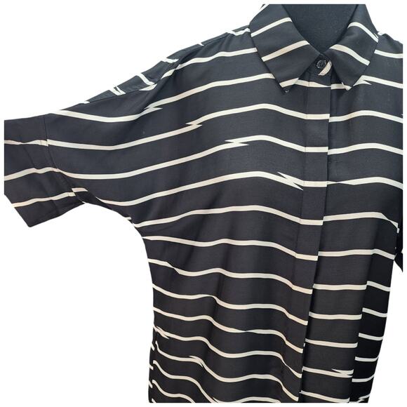 NWT American Living Shirt Dress SZ 12 Women Black White Work Casual Pockets NEW - Picture 4 of 11